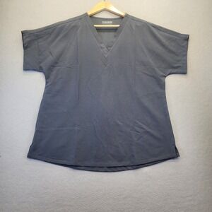 Mandala Oversized V Neck Scrub Top Pewter Gray Equa-Tek Medical Uniform XL NWT